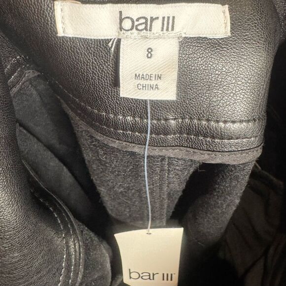Bar III black leather button front high waisted pants size 8 NWT - Picture 5 of 7